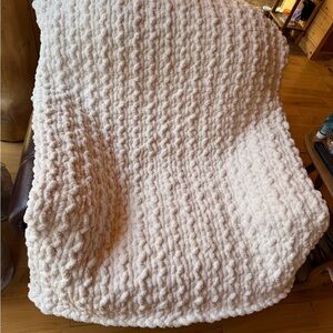 Cozy Cream Hand Knitted Throw Blanket